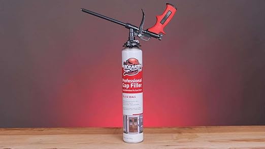 Kraken Bond Window & Door Expanding Foam Sealant - (2x24oz) Professional Gap Filling Gun Use Polyurethane Spray Foam, Low Expansion Waterproof Gap Filler, Gun&Cleaner Included - 2 Pack