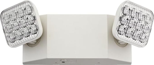 Lithonia Lighting Basics LED Emergency Light, Emergency Lighting with Dual Adjustable LED Lamp Heads, Wall Mount, Damp Location Rated, 90-Minute Backup, 120/277V, White (EU2C M6)