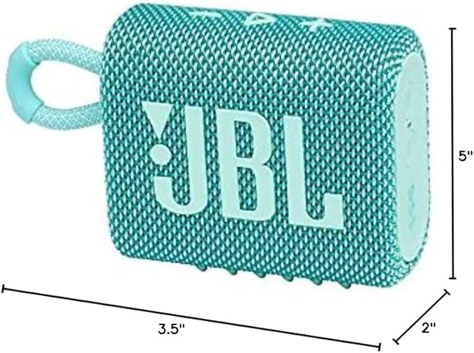 JBL Go 3 - Portable Mini Bluetooth Speaker, big audio and punchy bass, IP67 waterproof and dustproof, 5 hours of playtime, speaker for home, outdoor and travel (Teal)