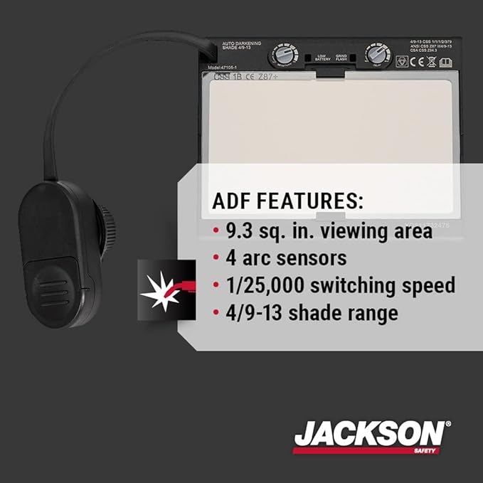 Jackson Safety Premium Graphic Welding Hood with ADF - Ultra Lightweight Auto Darkening Welding Helmet - ANSI Z87.1 (Multiple Styles)