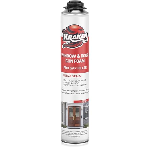 Kraken Bond Window & Door Expanding Foam Spray - (1x32oz) Professional Gap Filler, Low Expansion Polyurethane Spray Foam for Holes, Gun Use, Gun&Cleaner NOT Included - 1 Pack