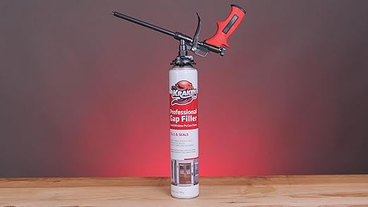 Kraken Bond Window & Door Expanding Foam Spray - (12x32oz) Professional Foam Sealant Gap Filler, Low Expansion Polyurethane Foam Spray for Holes, Gun Use, Gun&Cleaner Included - 12 Pack