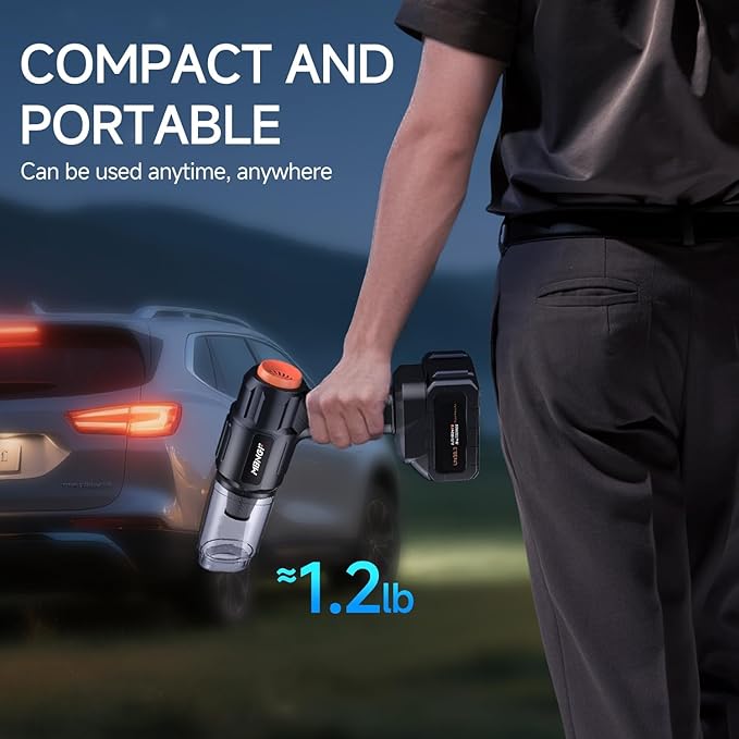 Car Vacuum Portable Cordless,High Power Suction & Blower, Wireless Handheld Vacuum Cleaner for Car, Home, Office, Pet(Shiny Black)