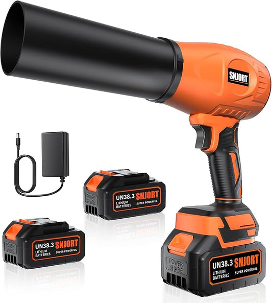 Leaf Blower Cordless with Battery and Charger,500,000 RPM,Extended Nozzle,Lightweight Handheld Design,Blower for Patio Cleaning,car Blowing Water,Blowing Leaves and Dust(Citrus Orange)