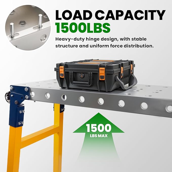 Carbon Steel Welding Table 65x12in, 1500LBS Foldable Welding Workbench with 5-Level Adjustable Height 29-48in, 4 Swivel Wheels Portable Welding Table for Workshop & Industrial Applications