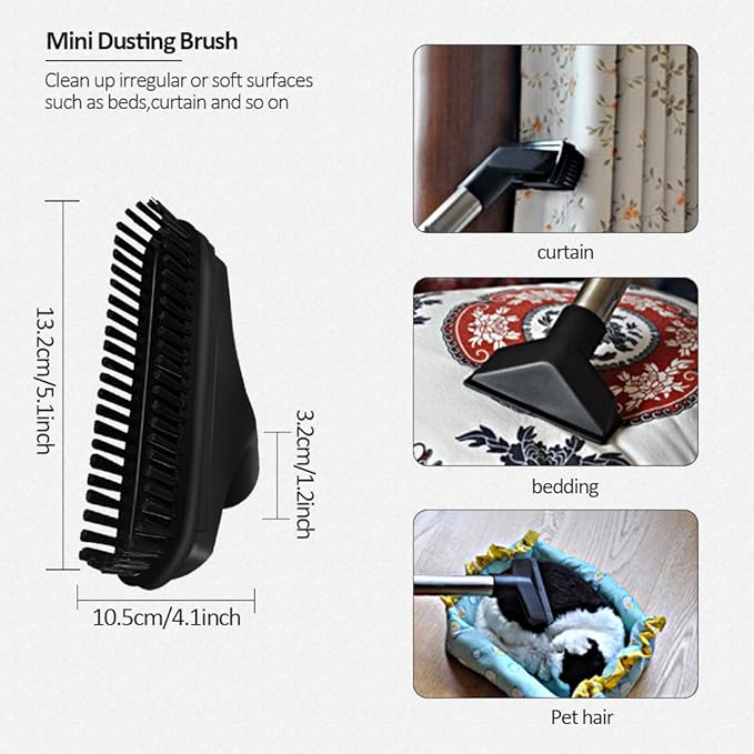E.LUO Vacuum Brush Attachments 1 1/4 inch(32mm) to 1 3/8 inch(32mm) Universal Nozzle Crevice Tool Cleaner Kit Standard Hose Accessories
