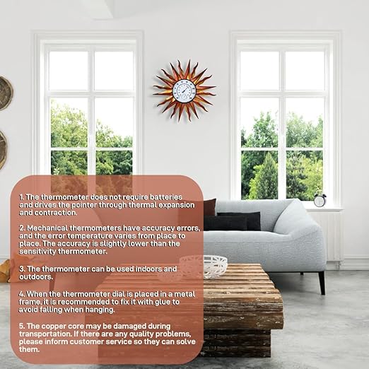 Large Outdoor Thermometer, Metal Wall Thermometer Hygrometer No Need Battery, Retro Sun Outside Thermometer Decoratibve for Backyard, Garden, Living Room