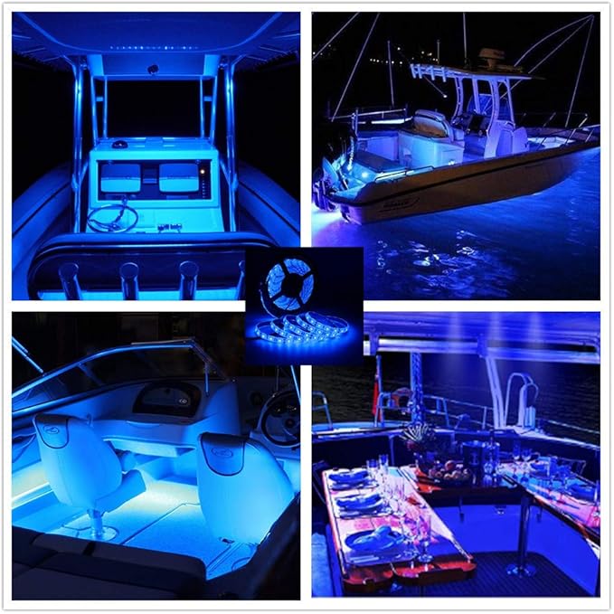 LED Boat Strip Lights, 32.8FT Marine Pontoon Led Lights, Waterproof Boat Interior Light, Under Gunnel Lights, Boat Deck Light, Night Fishing Lights, Good for Pontoon Bass Fishing Yacht Kayak (Blue)