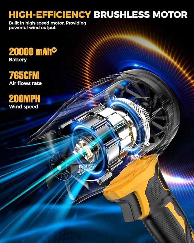 Leaf Blower Cordless with Battery and Charger,500,000 RPM,Extended Nozzle,Lightweight Handheld Design,Blower for Patio Cleaning,car Blowing Water,Blowing Leaves and Dust