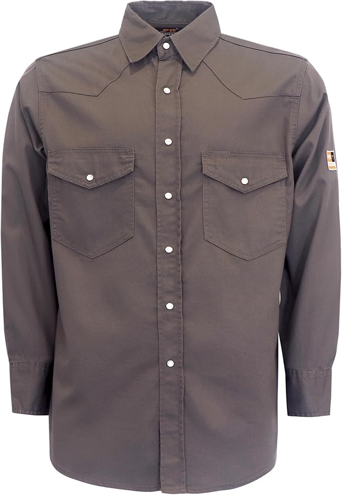 KONRECO FR Shirts for Men Fire Resistant Button Down Work Shirt 100% Cotton 6.5oz Lightweight Welding Shirts