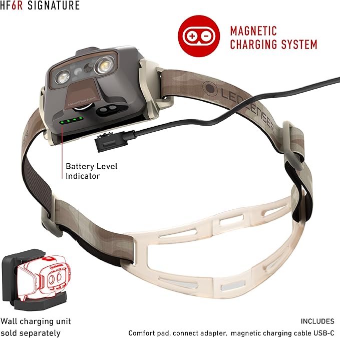 Ledlenser HF6R Signature Hands Free, Rechargeable Headlamp, Water Resistant, 1000 Lumens, Brown