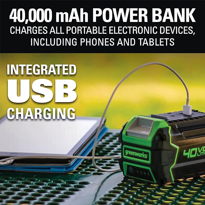 Greenworks 40V (120 MPH / 450 CFM / 75+ Compatible Tools) Cordless Axial Leaf Blower, 4.0Ah Battery and Charger Included