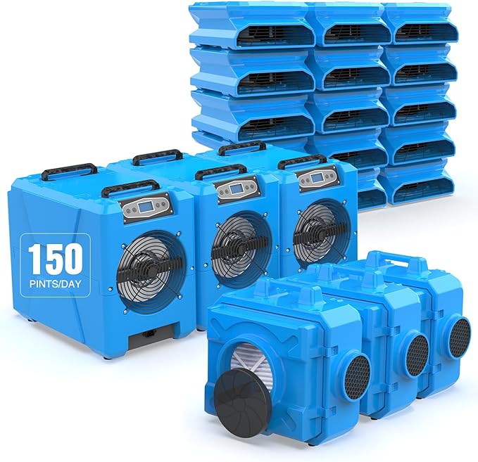MOUNTO Water Damage Restoration Combo Package Deals (15* AM30LO Air Mover, 3*AF500 Air Scrubber, 3*DH80 LGR Dehumidifier)