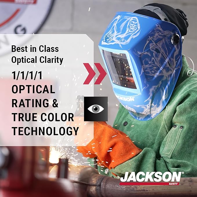 Jackson Safety Premium Graphic Welding Hood with ADF - Ultra Lightweight Auto Darkening Welding Helmet - ANSI Z87.1 (Multiple Styles)