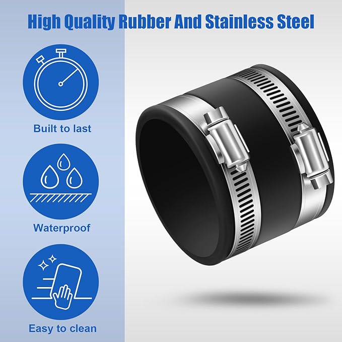 Minatee Dust Control Flex Cuffs with Stainless Steel Hose Clamps, Flexible PVC Coupling for Plastic and Copper Plumbing Connections, Connector Ports Dust Collection Fittings(2-1/2 Inch, 2 Pcs)