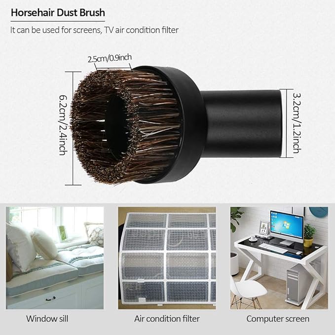 E.LUO Vacuum Brush Attachments 1 1/4 inch(32mm) to 1 3/8 inch(32mm) Universal Nozzle Crevice Tool Cleaner Kit Standard Hose Accessories
