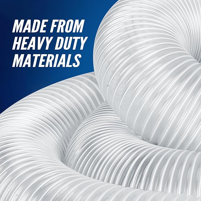 Heavy PVC 4" x 10' Dust Collection Hose,Flexible Clear Debris and Fume Collection Hose with Stainless Steel Clamps for Dust Collectors with 4" Ports, Ideal for Shop Vacuums