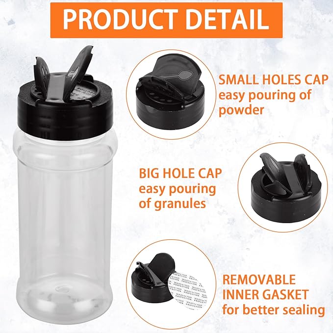 JMIATRY 36 Packs 3.4oz Plastic Spice Jars with Shaker Lids Empty Plastic Spice Bottles with Labels 100ML/ 3.4 Ounce Plastic Seasoning Containers for Spice,Herbs,Powders,Glitters