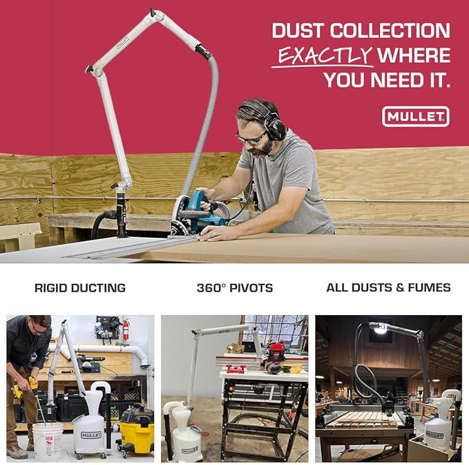 Mullet ThirdHand Dust Collection Boom Arm (Boom Arm + Cyclone)