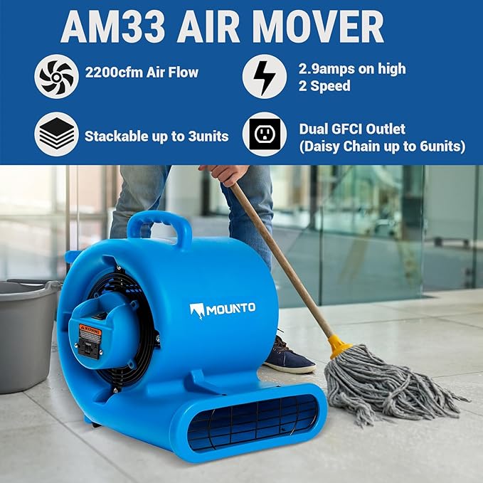 MOUNTO Water Damage Restoration Combo Package Deals (6xAir Mover, 1X Air Scrubber, 1X LGR Dehumidifiers)