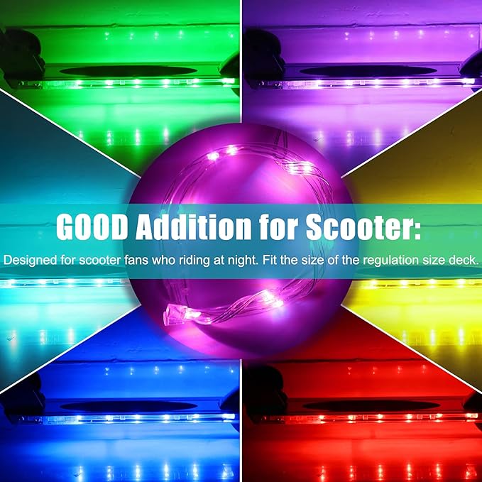 LED Scooter Deck Light, Remote Control Skateboard Light, 16 Color Change by Yourself, 10 Ft, Waterproof, Shockproof, Super Bright to Display at Night. Good Gift for Kids