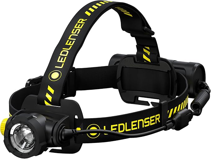 Ledlenser, H7R Work Rechargeable Headlamp, High Power LED,1000 Lumens, Advanced Focus System, Constant Light Output, Bright, Dimmable, Magnetic Charge System, Dustproof, Waterproof, Rubber Covers