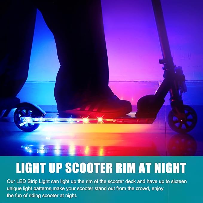 LED Scooter Deck Light, Remote Control Skateboard Light, 16 Color Change by Yourself, 10 Ft, Waterproof, Shockproof, Super Bright to Display at Night. Good Gift for Kids