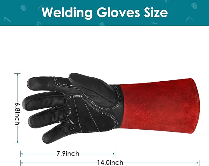 Leather Forge MIG Welding Gloves, 932℉ Heat Resistant Welding Gloves with Kevlar Stitching for MIG, TIG, Stick, Forge