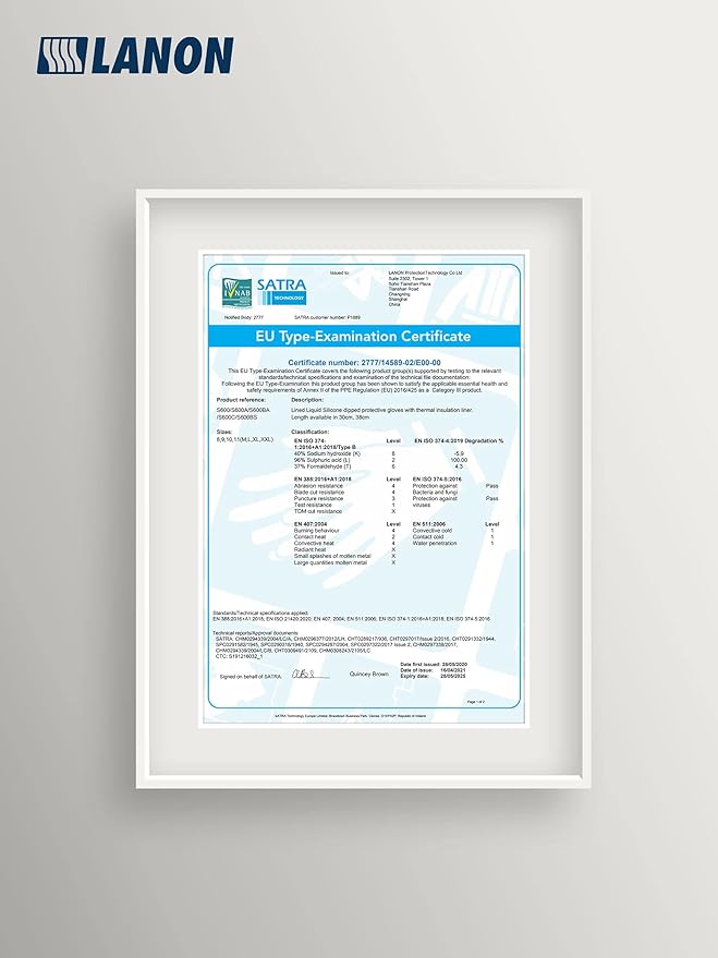 LANON Liquid Silicone Gloves, Heat Resistant Oven Gloves with Fingers, Food Grade, Waterproof, White, XL