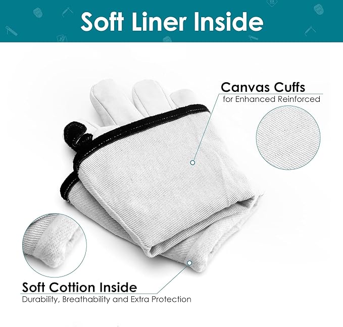 Leather Forge MIG Welding Gloves, 932℉ Heat Resistant Welding Gloves with Kevlar Stitching for MIG, TIG, Stick, Forge