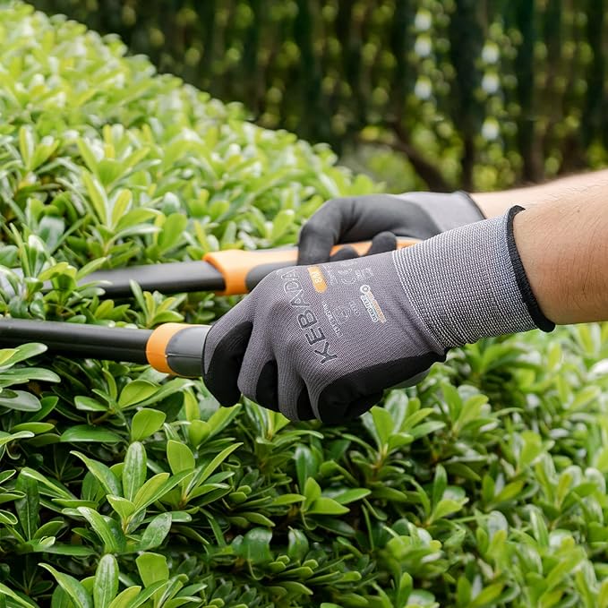 Kebada W2 Safety Work Gloves, Micro-Foam Nitrile Coated Gloves, Touchscreen,Ideal for Package Handling, Gardening, Construction, 1 Pair X-Large