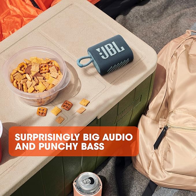 JBL Go 3 - Portable Mini Bluetooth Speaker, big audio and punchy bass, IP67 waterproof and dustproof, 5 hours of playtime, speaker for home, outdoor and travel (Teal)