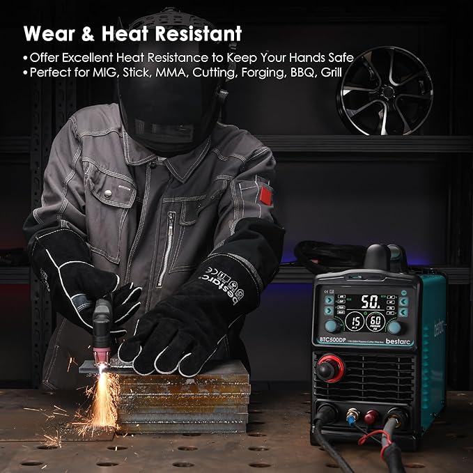 Leather Forge MIG Welding Gloves, 932℉ Heat Resistant Welding Gloves with Kevlar Stitching for MIG, TIG, Stick, Forge