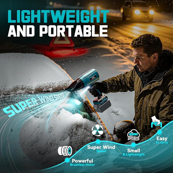 Leaf Blower Cordless Compatible with Makita 18V: 800000RPM Portable Dust Cleaner, Electric Handheld Turbo Jet Blower Lightweight with Brushless Motor for Patio Cleaning Garden Lawn Care (No Battery)