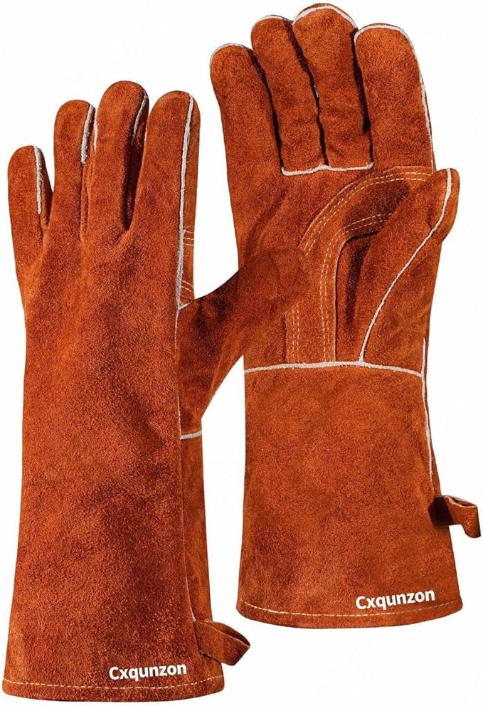 Leather MIG Welding Gloves - Heat Fire Resistant for Welding/Grilling/BBQ(Black/Brown/Blue)