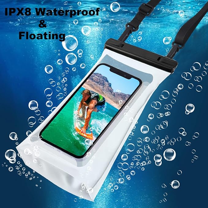 Large Capacity Waterproof Phone Pouch Floating, Waterproof Bag Case for iPhone 15 14 Pro Max 13 12 11 X XR 8 Plus Samsung Up to 6.9'', IPX8 Water Proof Phone Dry Bag for Boating Swimming Kayaking