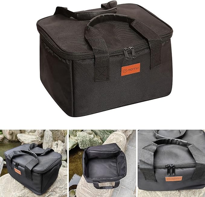 Muloo Portable Camping Cookware - Outdoor Carrying Picnic Tableware Organizers - Gas-Tank Oxford-Cloth Storage Bag - Easy to Use - Black