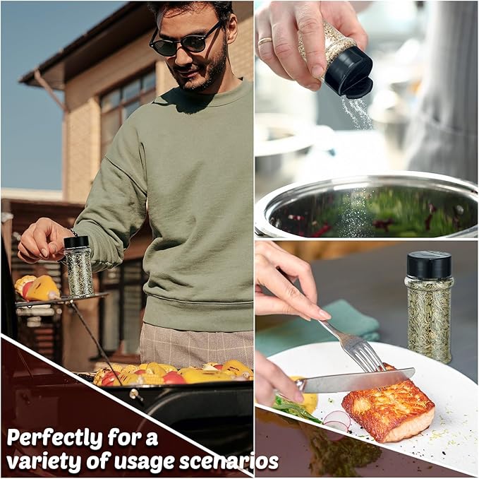 Jadive 36 Pcs Plastic Spice Jars with Shaker Lids Clear Spice Bottles Plastic Seasoning Containers Empty Shaker for Kitchen Storing Herbs Seasoning Powders Pepper Dry Goods