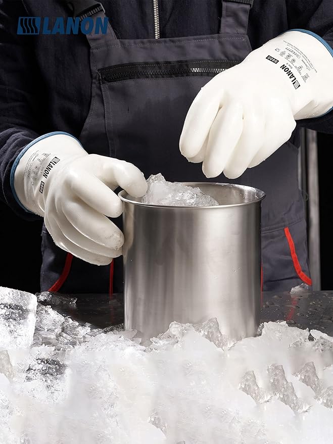 LANON Liquid Silicone Gloves, Heat Resistant Oven Gloves with Fingers, Food Grade, Waterproof, White, XXL