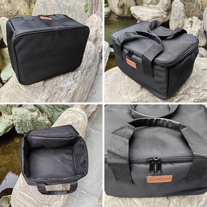 Muloo Portable Camping Cookware - Outdoor Carrying Picnic Tableware Organizers - Gas-Tank Oxford-Cloth Storage Bag - Easy to Use - Black