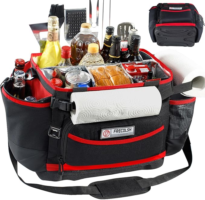 Large Grill Caddy with Hard Base - Blakstone BBQ Organizer, Picnic & Camping Utensil Caddy, Tailgating Essentials, Grill Gifts for Men