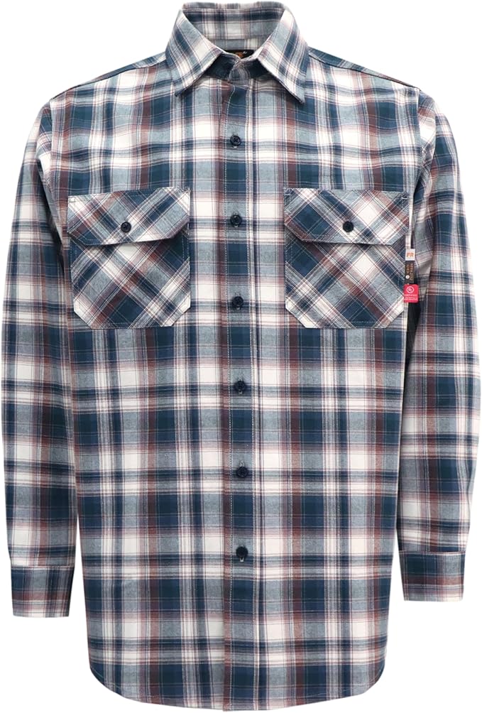 KONRECO FR Shirts for Men Fire Resistant Button Down Work Shirt 100% Cotton 6.5oz Lightweight Welding Shirts