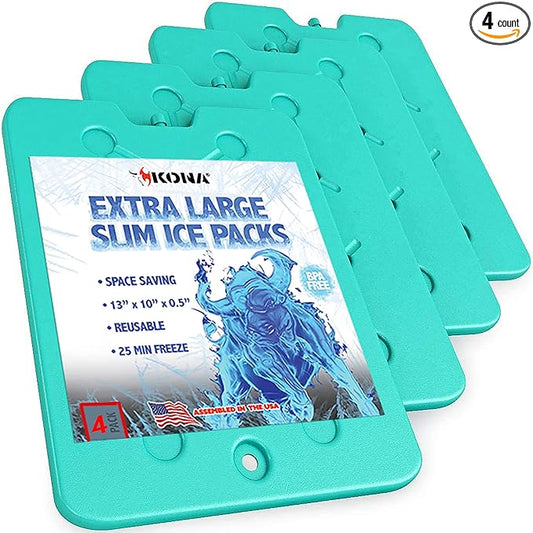 Kona XL Large Cooler Ice Pack - Reusable Long Lasting Dry Ice Packs, 10x13 Inch, 25 Min Freeze