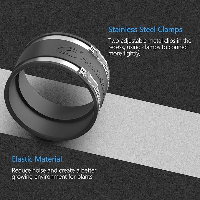 Hon&Guan 8 Dust Collection Fittings Rubber Noise Reduction Clamp for 8 Inch PVC Pipe/HVAC Inline Duct Fans and Carbon Filters/Duct Reducer