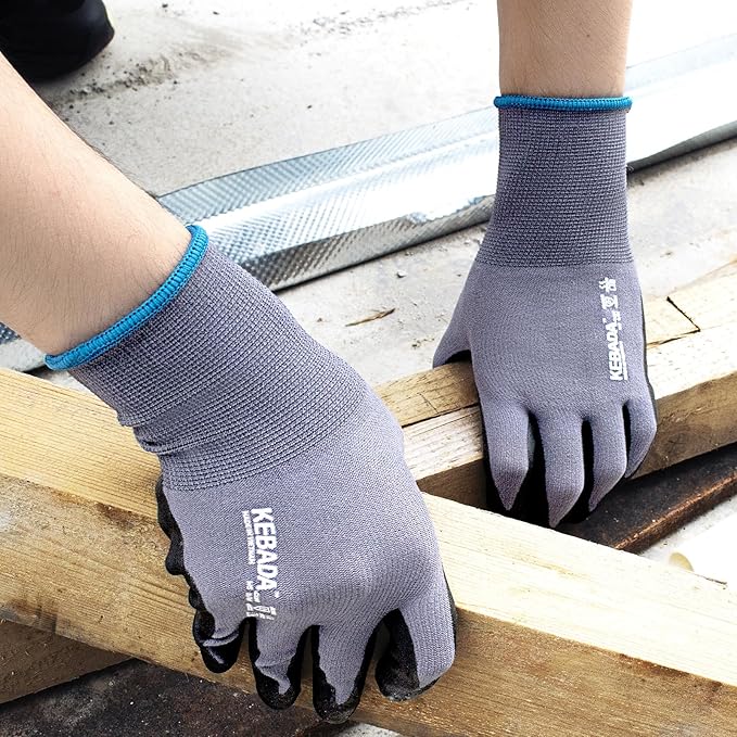 Kebada Work Gloves for Men and Women, Foam Nitrile Coated Safety Gloves with Grip, Ideal for Warehouse Package Handling, Gardening, Mechanic and Construction, XL