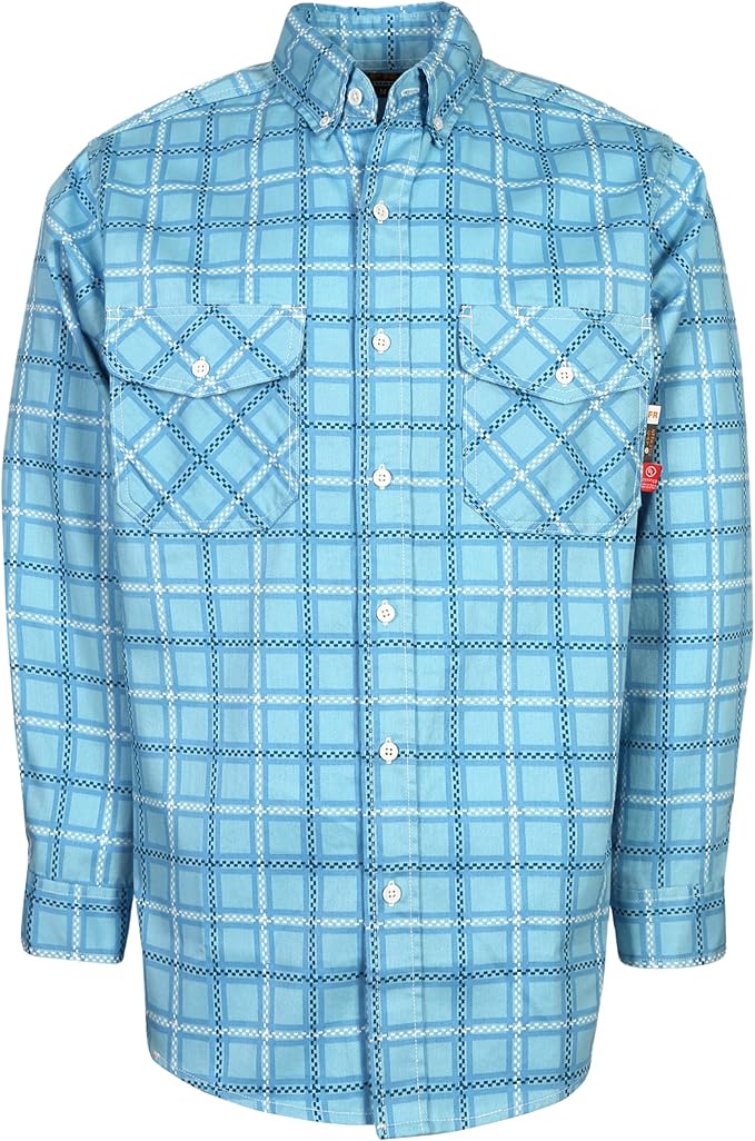 KONRECO FR Shirts for Men Fire Resistant Button Down Work Shirt 100% Cotton 6.5oz Lightweight Welding Shirts