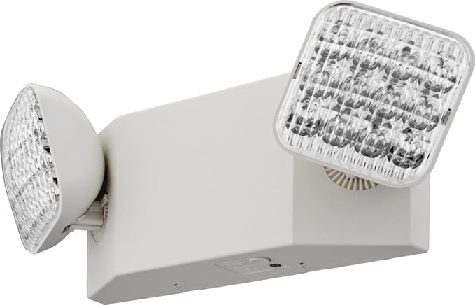 Lithonia Lighting Basics LED Emergency Light, Emergency Lighting with Dual Adjustable LED Lamp Heads, Wall Mount, Damp Location Rated, 90-Minute Backup, 120/277V, White (EU2C M6)