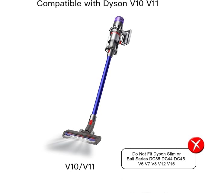 Motorized Brush with Headlights for Dyson V10 V11 Vacuum Cleaners,Updated Motorhead Attachment for HardWood Floor or Carpet Cleaning,Replacement Head Compatible with Dyson V10 Models