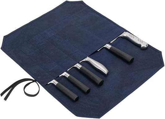 Khaki Chef’s Knife Roll Case, Waxed Canvas Cutlery Knives Holders Protectors, Home Kitchen Cooking Tools And Utensils Wrap Bag Wallet, Multi-Purpose Brush Roll Bag, Travel Tool Roll Pouch
