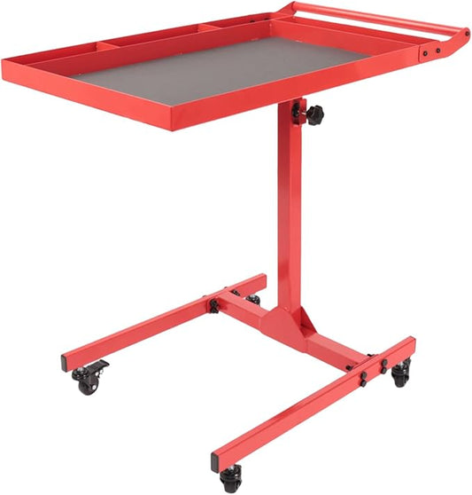 Heavy-Duty Adjustable Rolling Work Table – 220LBS Capacity Steel Tool Cart with 4 Smooth Casters, Height-Adjustable (31.5"-47.2") – Perfect for Garage, Workshop, DIY Repairs & Mechanics